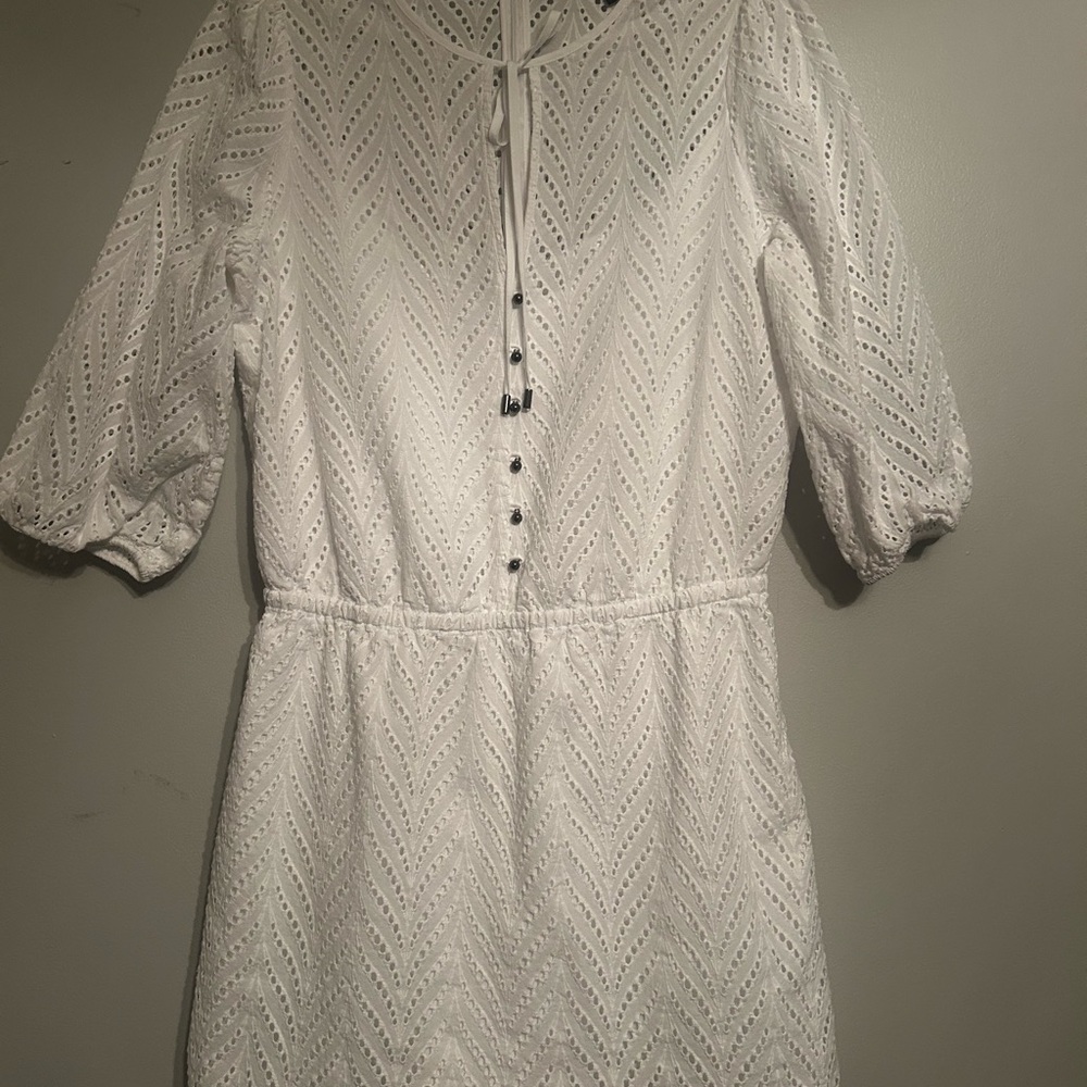 *2 for $15 FREE SHIPPING White House Black Market White Eyelet Long Sleeve Dress